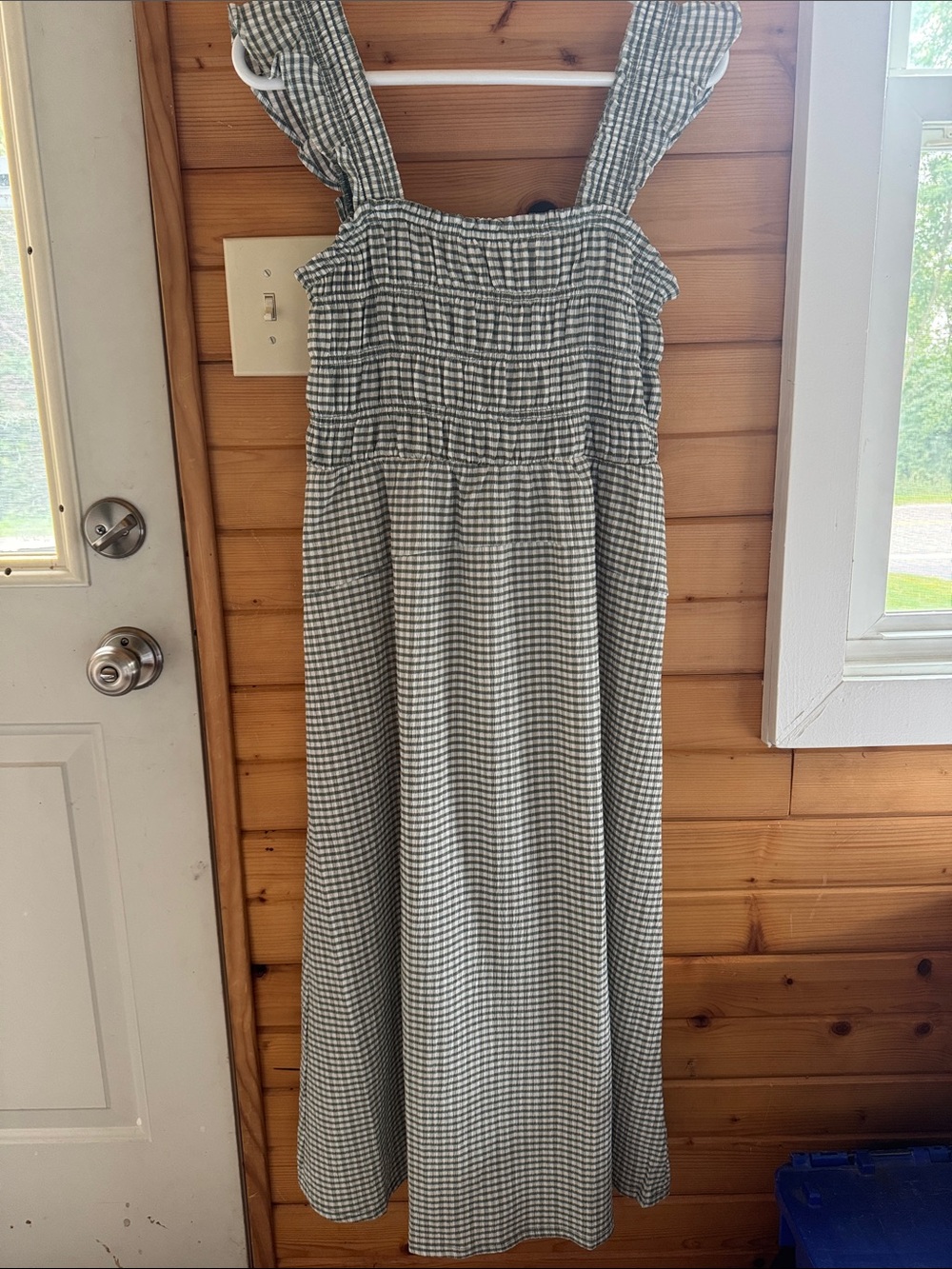 Old Navy Green Gingham Smocked Dress